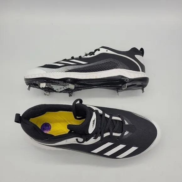 Adidas White Icon 6 Bounce Baseball Cleats Men's 14 Shoes Black White NEW
