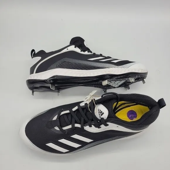 Adidas White Icon 6 Bounce Baseball Cleats Men's 14 Shoes Black White NEW