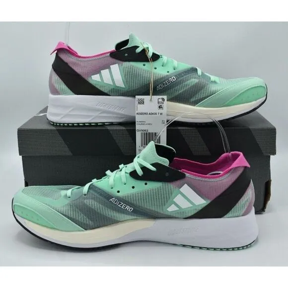 Adidas Womens Size 11 Adizero Adios 7 Mint Silver Road Running Shoes Sneakers