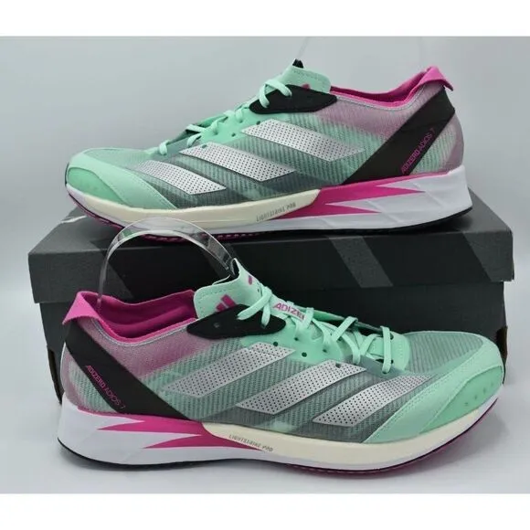 Adidas Womens Size 11 Adizero Adios 7 Mint Silver Road Running Shoes Sneakers