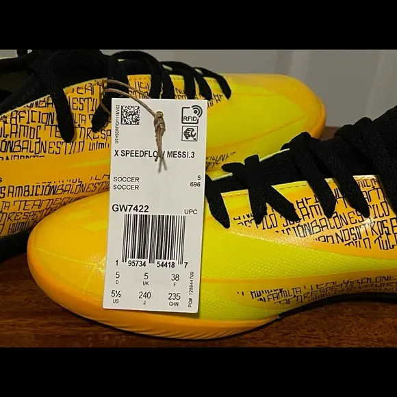 Adidas X SPEEDFLOW MESSI.3 Indoor Soccer Shoes Solar Gold GW7422 Yth Sz 5.5 NEW