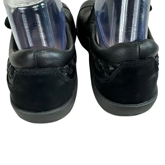 Aetrex Black Leather Upper Monk Strap Hook &amp; Loop Comfort Shoes Size 7.5 8