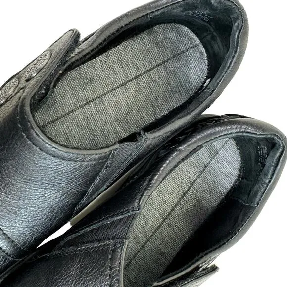 Aetrex Black Leather Upper Monk Strap Hook &amp; Loop Comfort Shoes Size 7.5 8