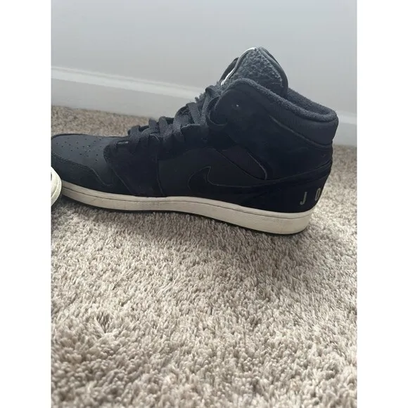 Air Jordan 1 Retro Mid Black Men’s Black Suede Jordans Size 13