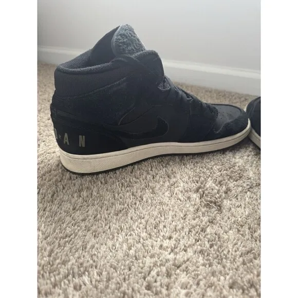 Air Jordan 1 Retro Mid Black Men’s Black Suede Jordans Size 13