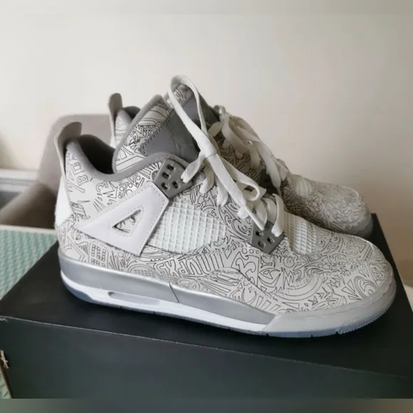Air Jordan 4 Retro Laser 30th Anniversary High Top Tennis Shoes Sneakers Size 7Y