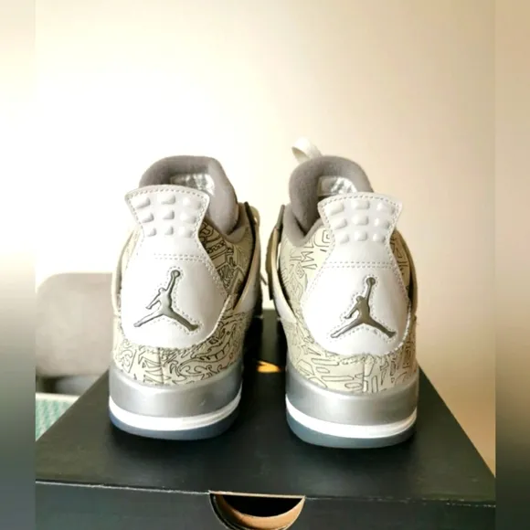 Air Jordan 4 Retro Laser 30th Anniversary High Top Tennis Shoes Sneakers Size 7Y