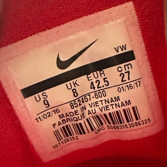 Air Max Infuriate Low 'University Red'; Men’s 9