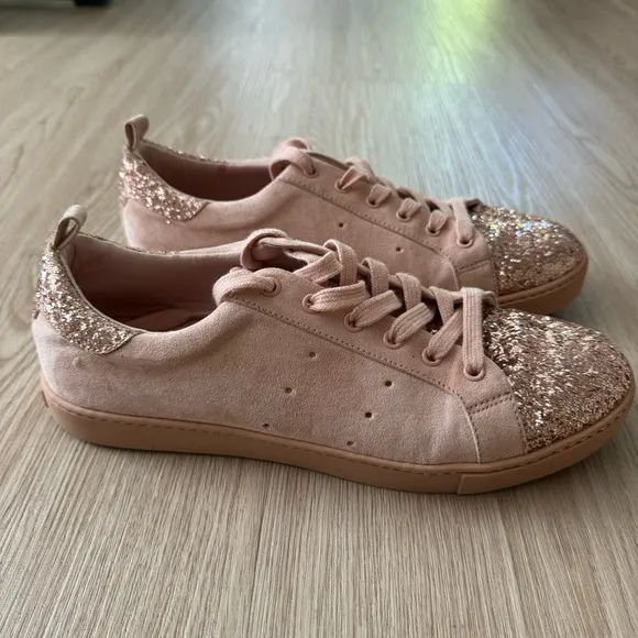 Aldo glitter toe heel suede like tennis shoes