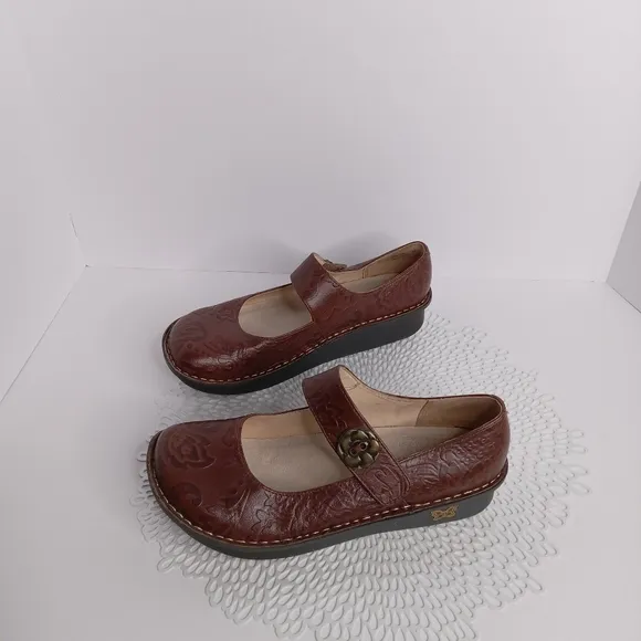 ALEGRIA PALOMA YEEHAW BROWN LEATHER MARY JANE COMFORT SHOES SIZE 40 9.5-10