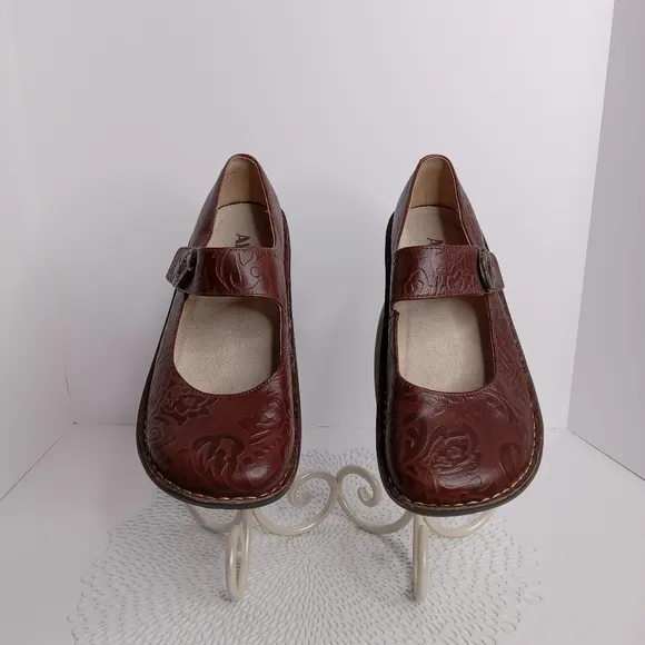 ALEGRIA PALOMA YEEHAW BROWN LEATHER MARY JANE COMFORT SHOES SIZE 40 9.5-10