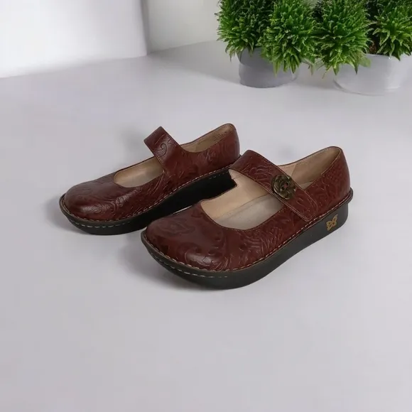 ALEGRIA PALOMA YEEHAW BROWN LEATHER MARY JANE COMFORT SHOES SIZE 40 9.5-10