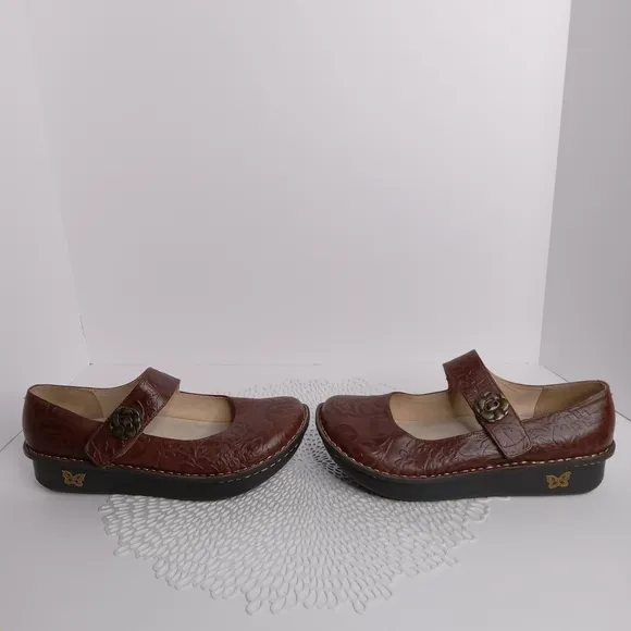 ALEGRIA PALOMA YEEHAW BROWN LEATHER MARY JANE COMFORT SHOES SIZE 40 9.5-10