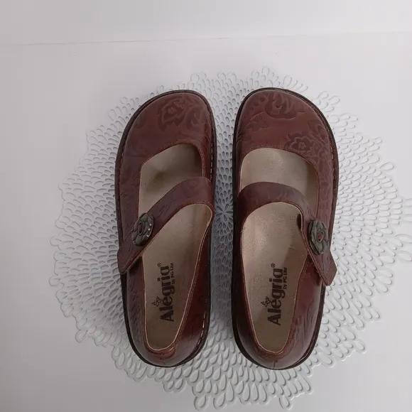 ALEGRIA PALOMA YEEHAW BROWN LEATHER MARY JANE COMFORT SHOES SIZE 40 9.5-10