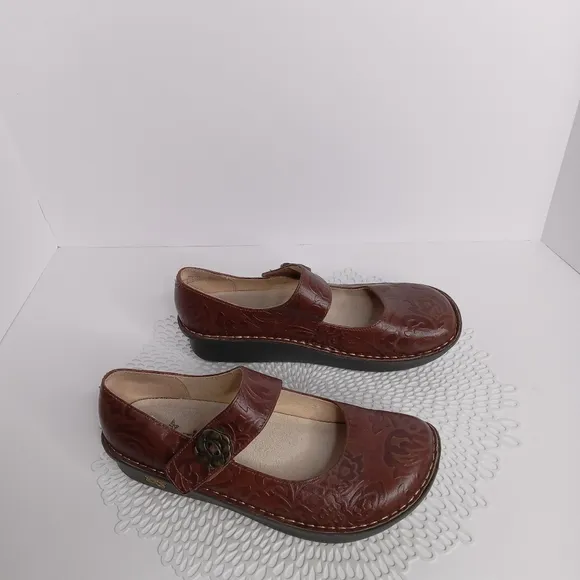 ALEGRIA PALOMA YEEHAW BROWN LEATHER MARY JANE COMFORT SHOES SIZE 40 9.5-10