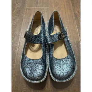 Alegria Womens Blue Button Strap Mary Jane Shoes Pal 213 Leather Comfort EU 42