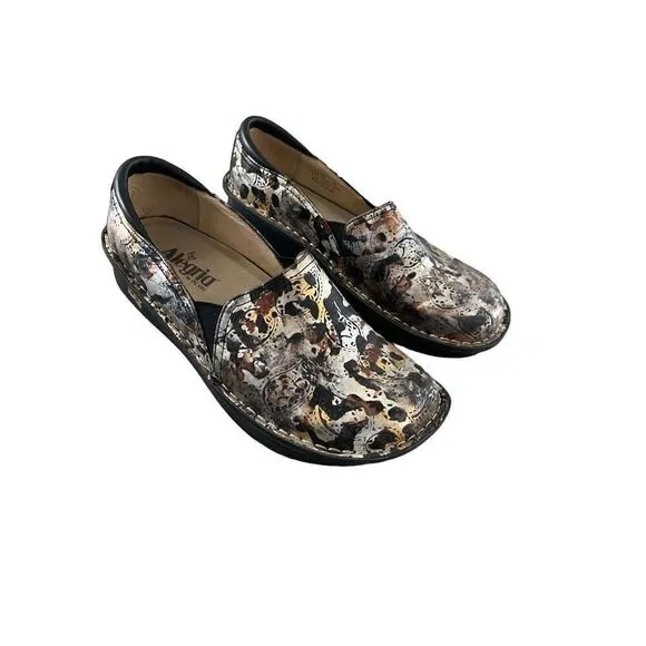 Alegria Womens Multi-Color Debra Rome Leopard Paisley Leather Clog Shoes Size 39