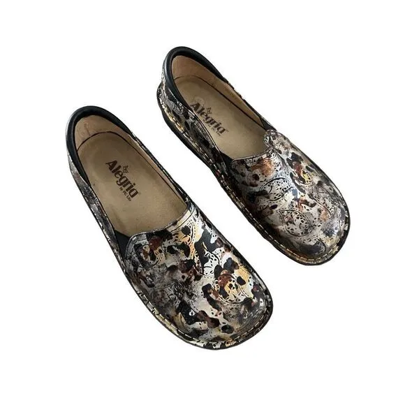 Alegria Womens Multi-Color Debra Rome Leopard Paisley Leather Clog Shoes Size 39