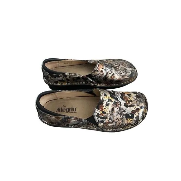 Alegria Womens Multi-Color Debra Rome Leopard Paisley Leather Clog Shoes Size 39