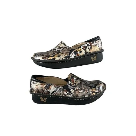Alegria Womens Multi-Color Debra Rome Leopard Paisley Leather Clog Shoes Size 39