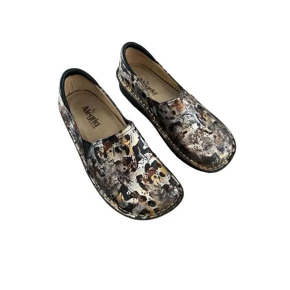 Alegria Womens Multi-Color Debra Rome Leopard Paisley Leather Clog Shoes Size 39