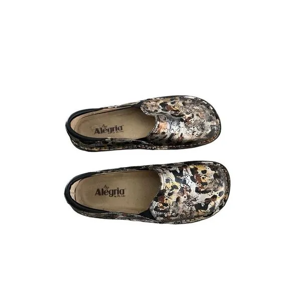 Alegria Womens Multi-Color Debra Rome Leopard Paisley Leather Clog Shoes Size 39