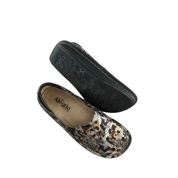 Alegria Womens Multi-Color Debra Rome Leopard Paisley Leather Clog Shoes Size 39