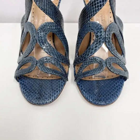 Alexa Wagner Snakeskin‎ High Heel Shoes Blue Sexy $1,195.00 Size 36 1/2