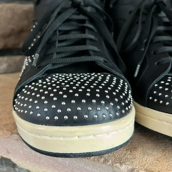 Alexander McQueen‎ Black Leather Studded High Top Sneaker / SZ 42.5 or 9.5