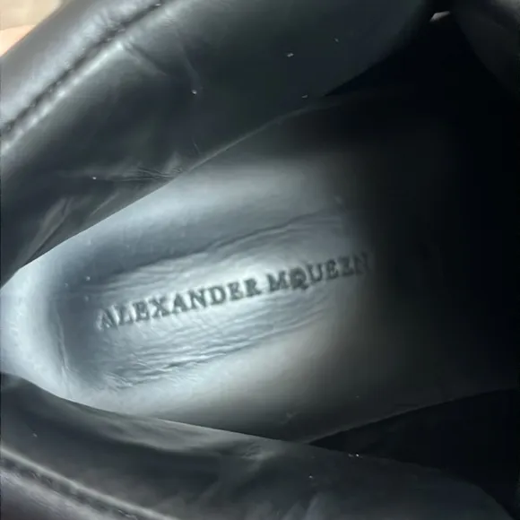 Alexander McQueen‎ Black Leather Studded High Top Sneaker / SZ 42.5 or 9.5