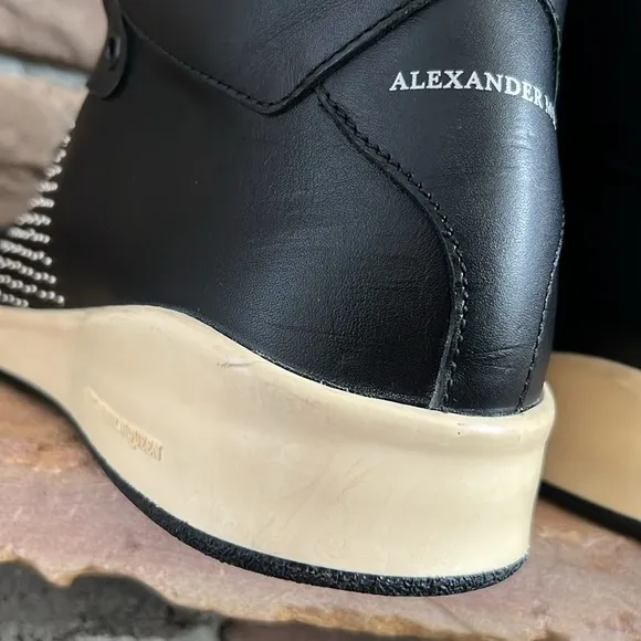 Alexander McQueen‎ Black Leather Studded High Top Sneaker / SZ 42.5 or 9.5