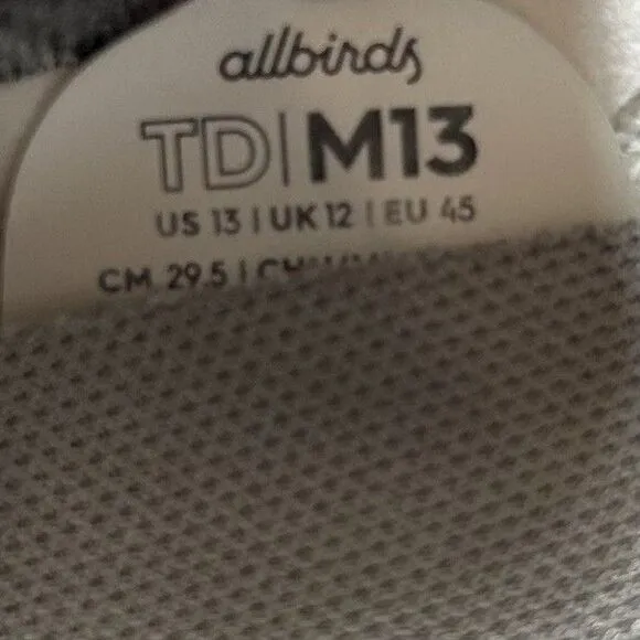 ALLBIRDS Tree Dasher TD White Knit Athletic Running Shoes Sneakers Mens Size 13