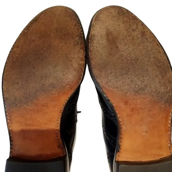 Allen Edmonds Black Leather Wing Tip Shoes Men's 9 Style-Lloyd Made in USA GUC