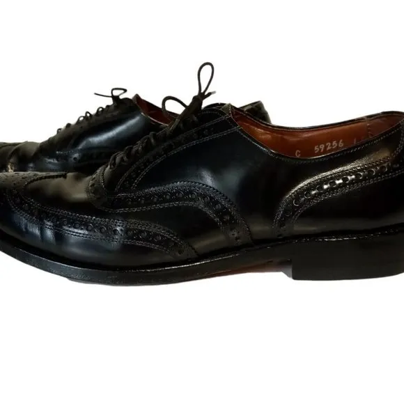 Allen Edmonds Black Leather Wing Tip Shoes Men's 9 Style-Lloyd Made in USA GUC