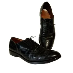 Allen Edmonds Black Leather Wing Tip Shoes Men's 9 Style-Lloyd Made in USA GUC