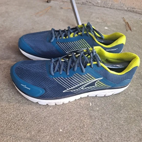 Altra Provision 4.0 Men's Size 14 Running Shoes Blue Yellow Foot Shape