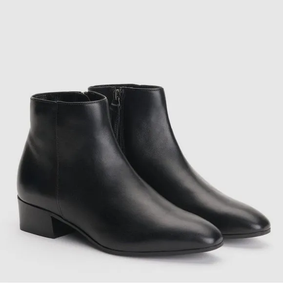 Aquatalia Fuoco Black Ankle Leather Boots‎ Block Heeled size 9 M