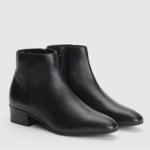 Aquatalia Fuoco Black Ankle Leather Boots‎ Block Heeled size 9 M