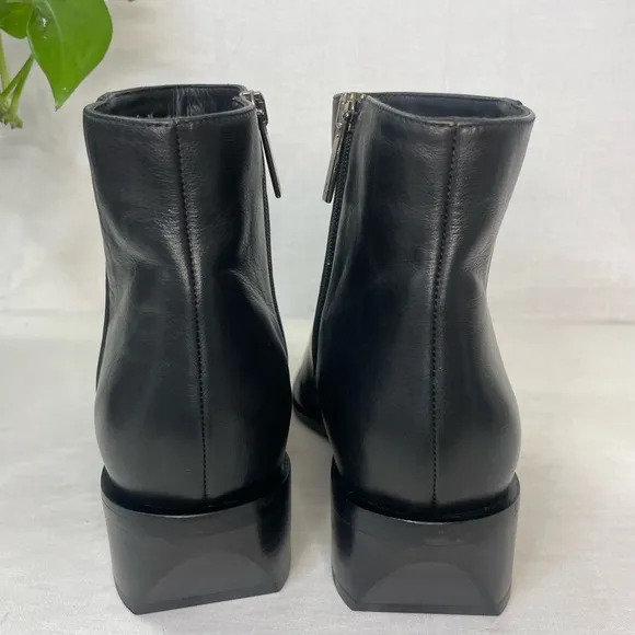 Aquatalia Fuoco Black Ankle Leather Boots‎ Block Heeled size 9 M
