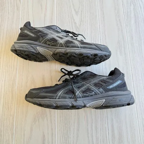 Asics Gel Venture 6 Running Shoes - Mens Size 12 (4E)- Black/Gray - T7G3N USED