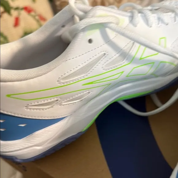 Asics White and Blue Athletic Shoes with Mesh Upper Gel Rocket 11