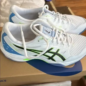 Asics White and Blue Athletic Shoes with Mesh Upper Gel Rocket 11