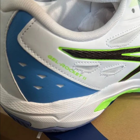 Asics White and Blue Athletic Shoes with Mesh Upper Gel Rocket 11
