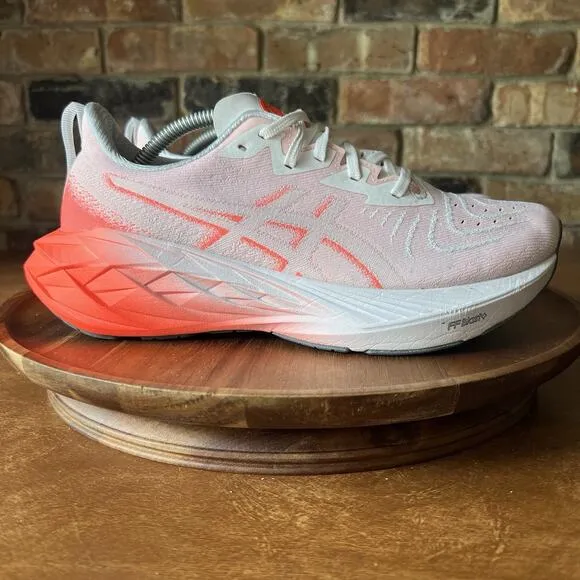 ASICS Women's NOVABLAST 4 Road Running Shoe Sneakers 8.5 White Sunrise Red