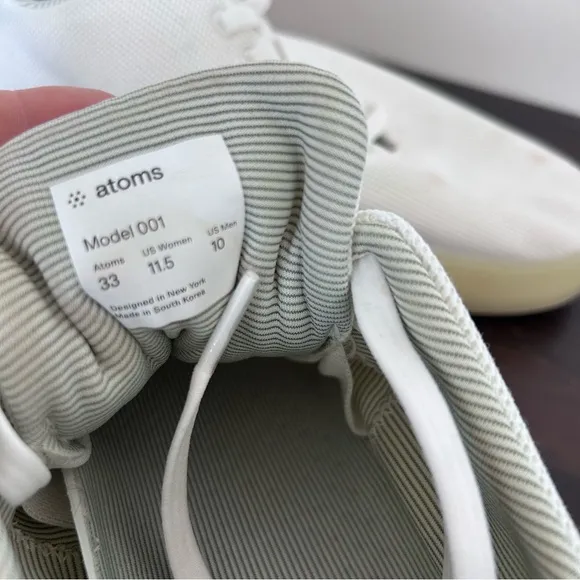 ATOMS Model 001 White Tennis Shoes Ultra Comfort Men 10 Womens Sz 11.5 ortho