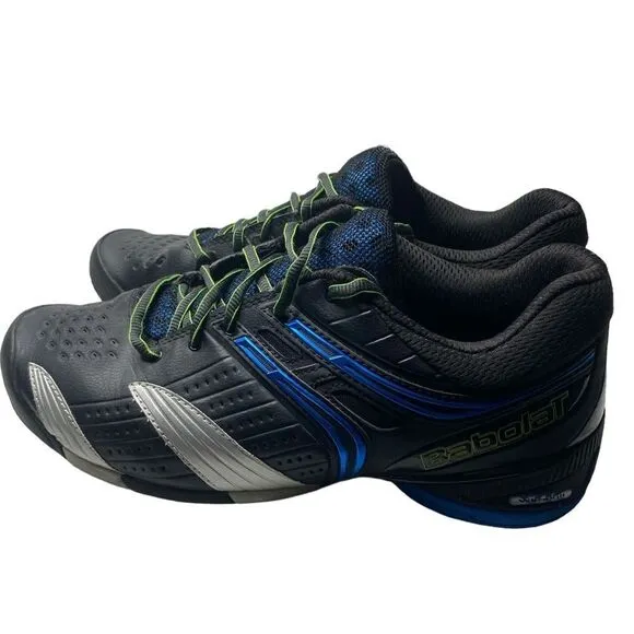 Babolat Vibrakill Men's Sz 11 Blue Black Green Michelin Non Marking Tennis Shoes