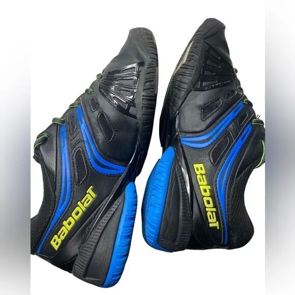 Babolat Vibrakill Men's Sz 11 Blue Black Green Michelin Non Marking Tennis Shoes