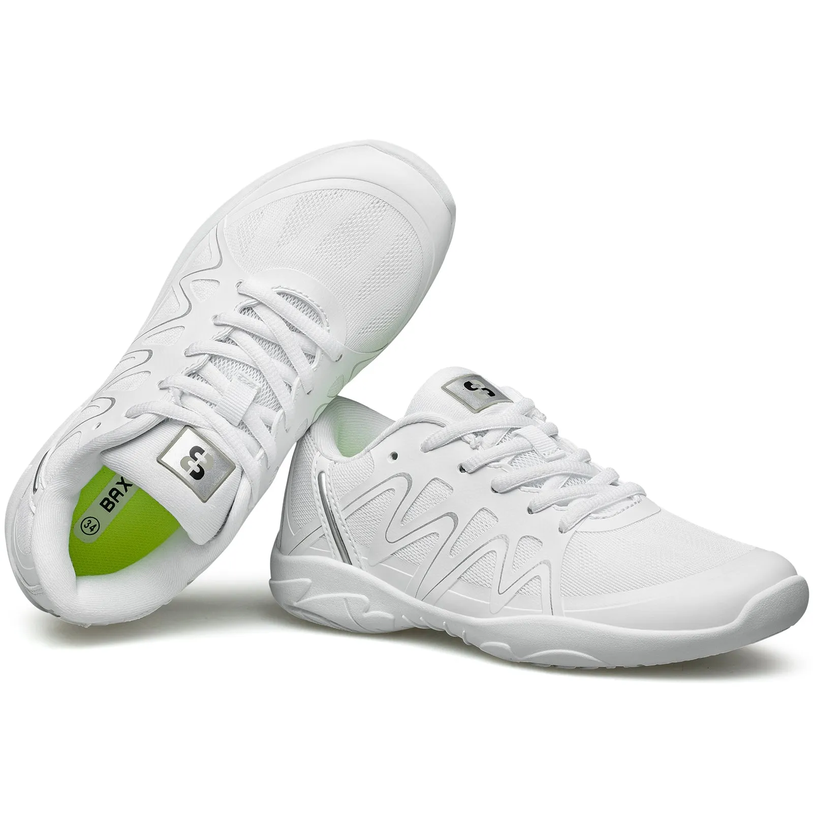 BAXINIER Girls White Cheerleading Dance Shoes Lightweight Youth Competition Cheer Sneakers Kids Training Tennis Shoes