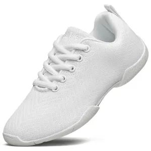 BAXINIER Girls White Cheerleading Shoes Breathable Youth Cheer Competition Sneakers Athletic Training Dance Tennis Walking Shoes