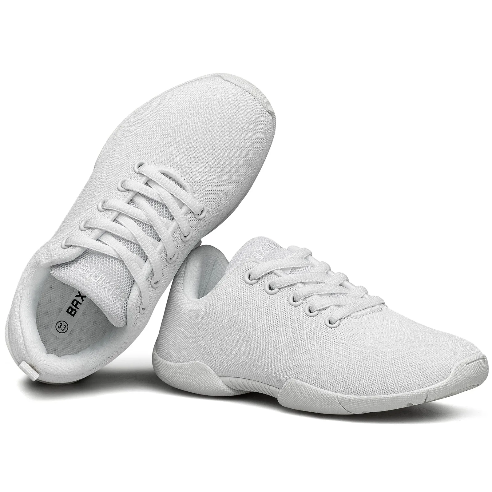 BAXINIER Girls White Cheerleading Shoes Breathable Youth Cheer Competition Sneakers Athletic Training Dance Tennis Walking Shoes